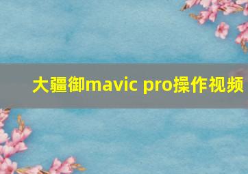 大疆御mavic pro操作视频